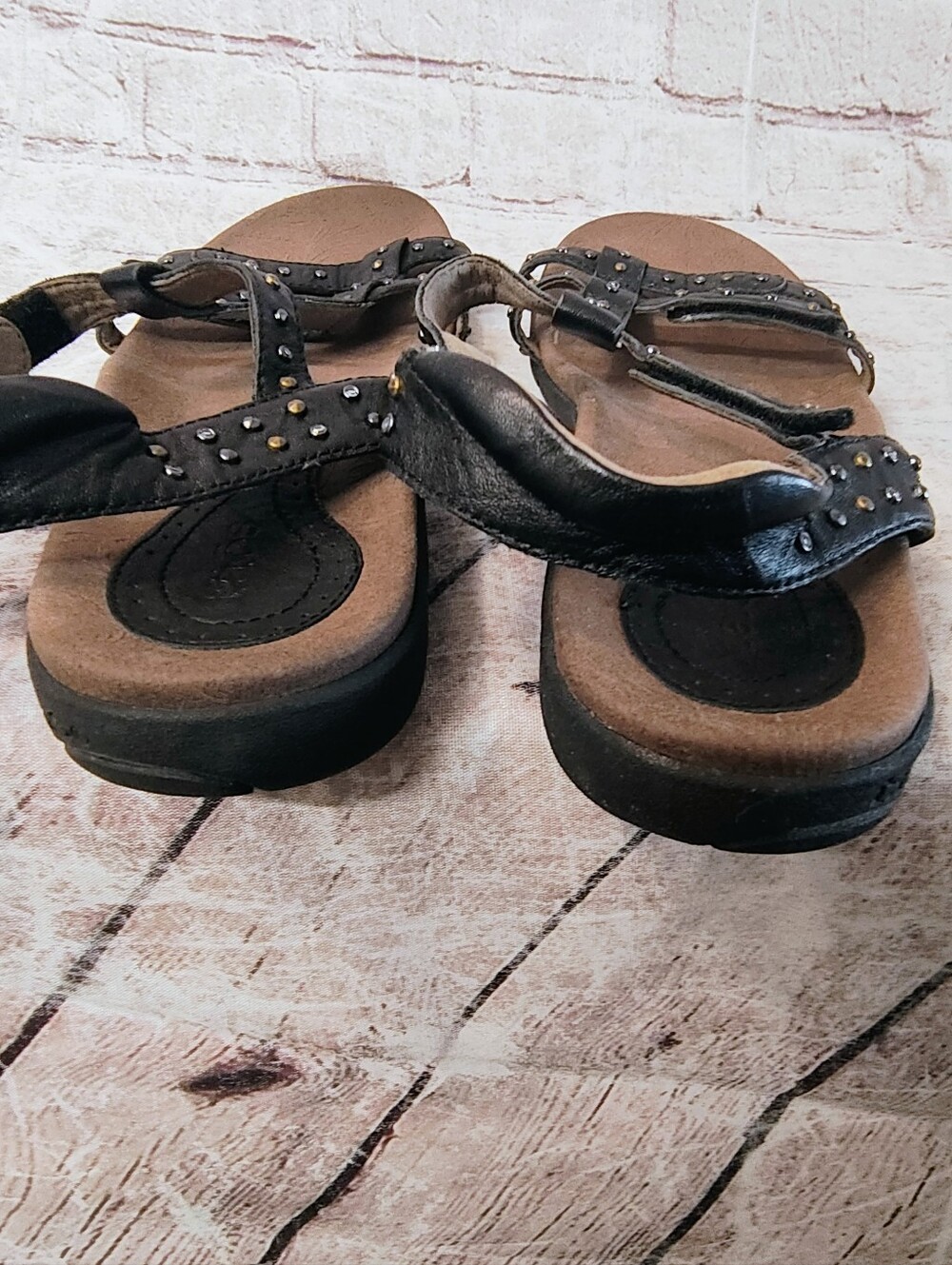 Taos Party Sandals Leather Strappy Studded Comfort Brown Sandals 10 - Picture 6 of 13